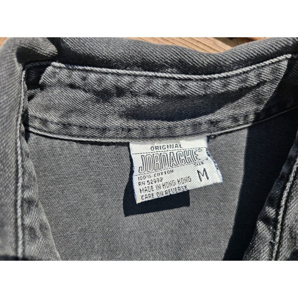 VTG Jordache Black Wash Denim Womens Shirt Med Tapestry Floral Cottagecore 90s - Picture 5 of 8
